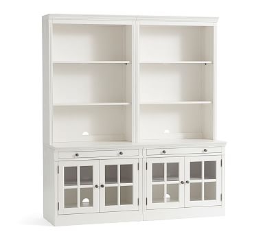 Livingston Bookcase Wall Suite with Glass Cabinets, Montauk White - Image 0