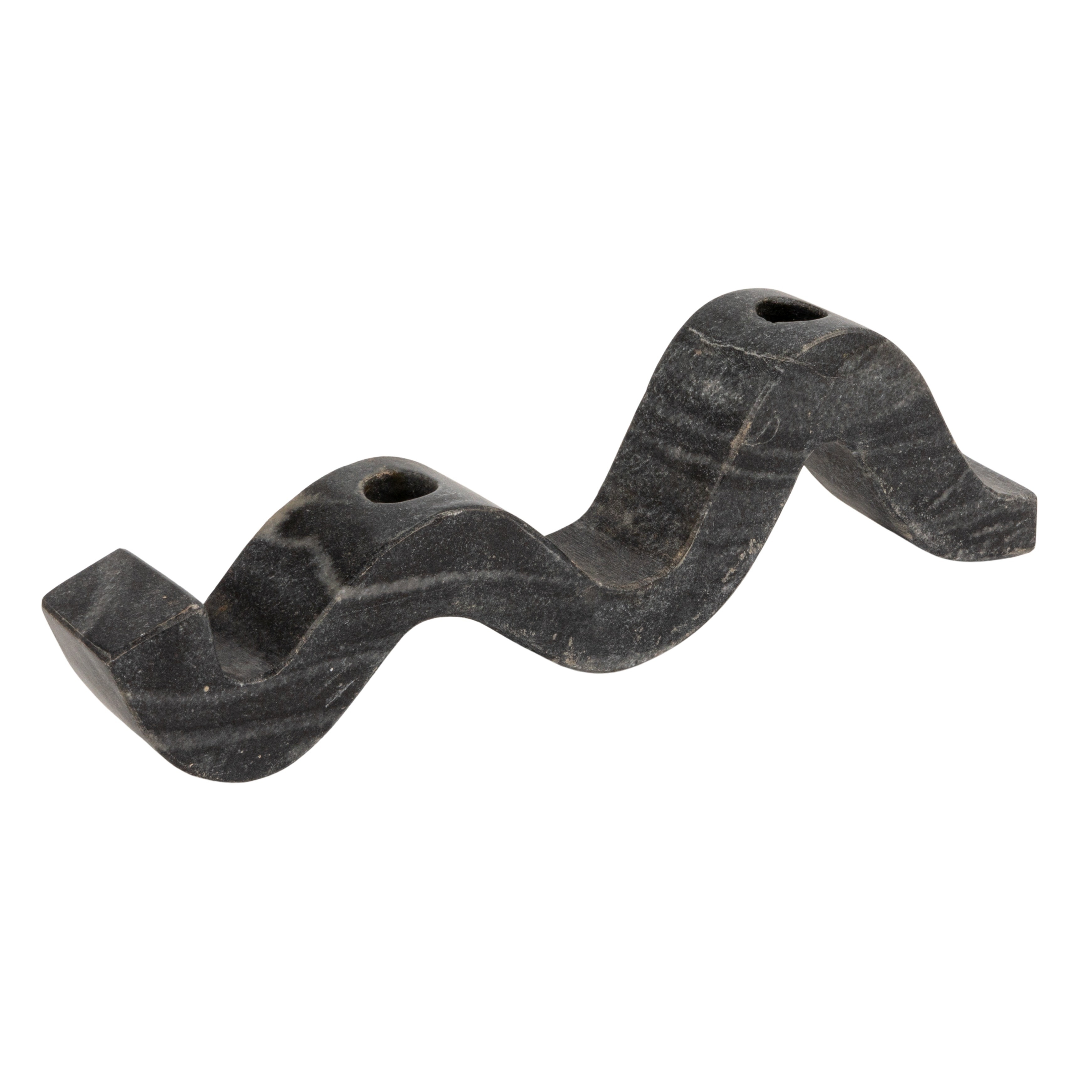Marble Wave Double Taper Candle Holder, Black - Image 0