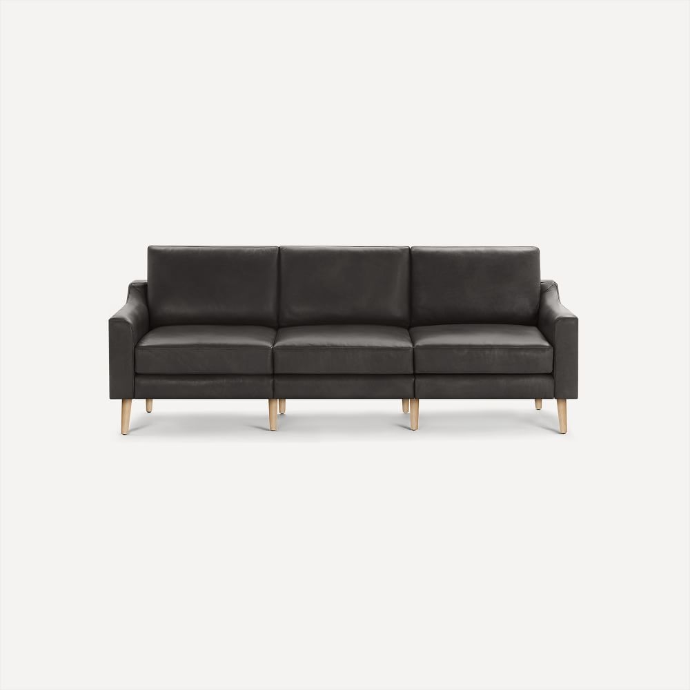 Nomad Slope Leather Sofa, Slate, Oak Wood - Image 0
