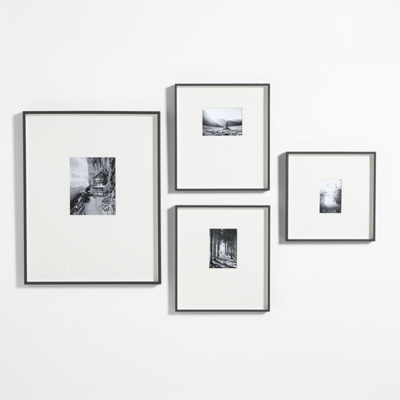 Brushed Black Metal Picture Frame with Vertical White Mat 4x6 - Image 4