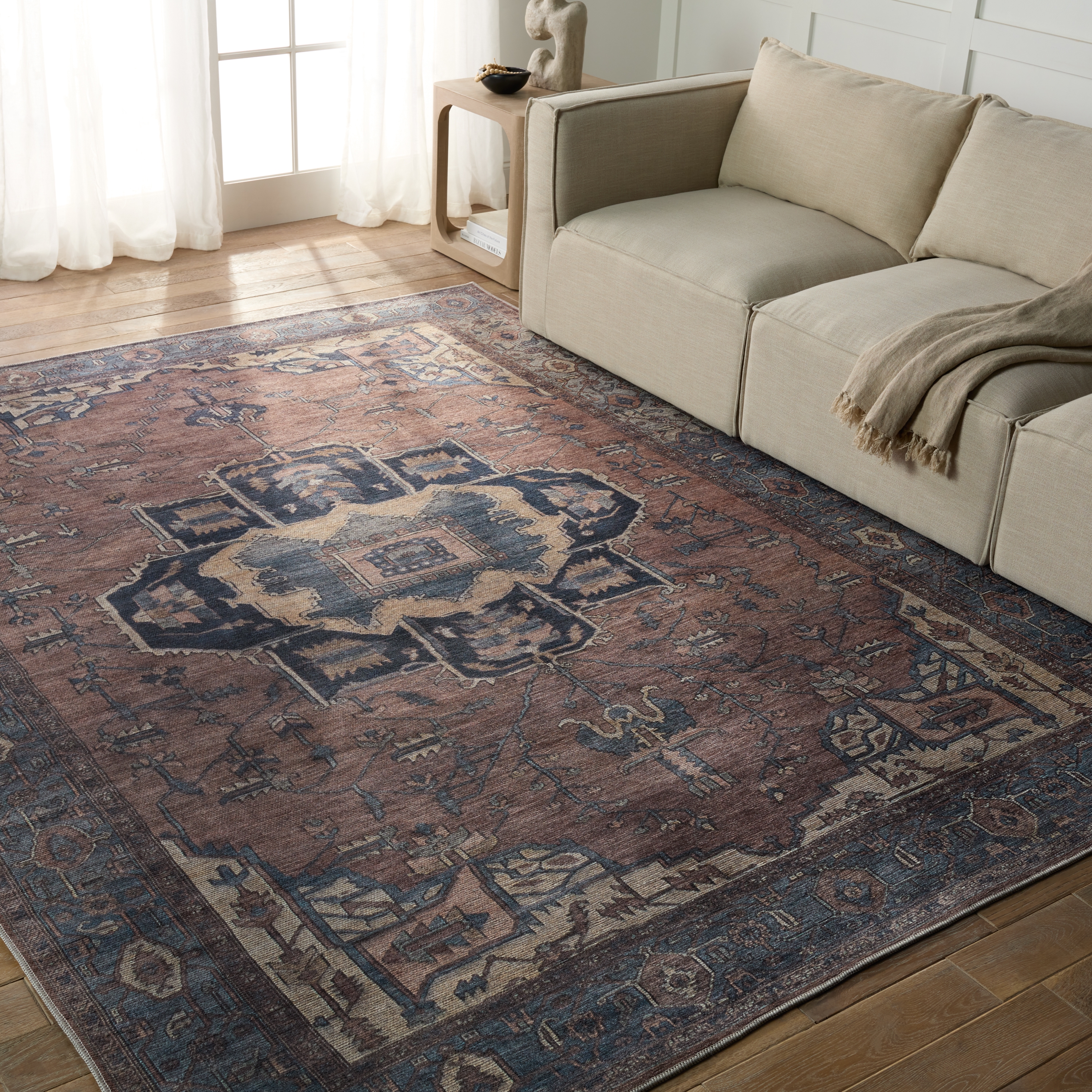 Vibe by Barrymore Medallion Blue/ Dark Brown Area Rug (10'6"X14') - Image 4