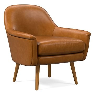 Phoebe Midcentury Chair, Poly, Stetson Leather, Cognac, Pecan - Image 0