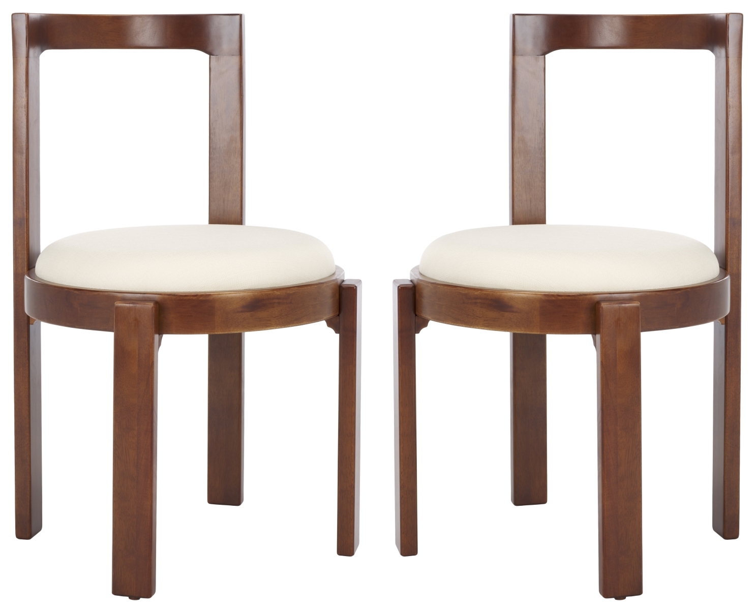 Estes Round Dining Chair, Set Of 2 - White/Walnut - Image 0