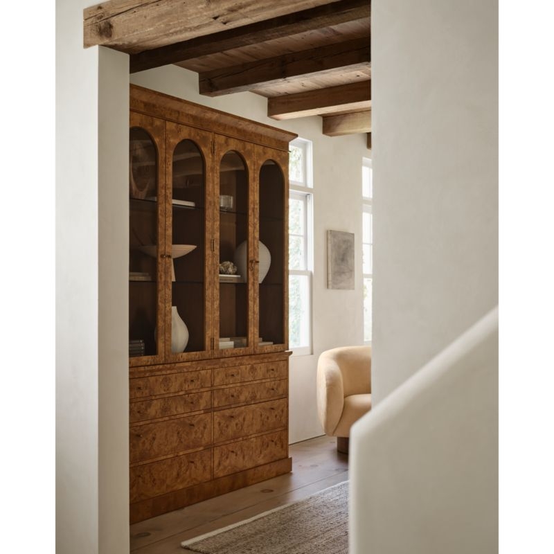 Maison Burl Wood Display Storage Cabinet with Light - Image 1