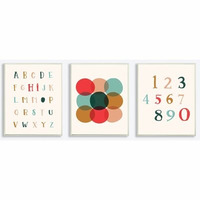 Taveras Alphabet Numbers Geometric 3 Piece Set by Daphne Polselli Kids Wall Décor - Image 0
