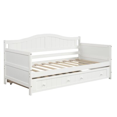 Multi-Functional Twin Wooden Daybed Sofa Bed For Kids With Trundle Bed And Solid Pine Legs - Image 0