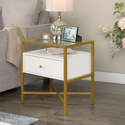 Delong Glass Top End Table with Storage - Image 0