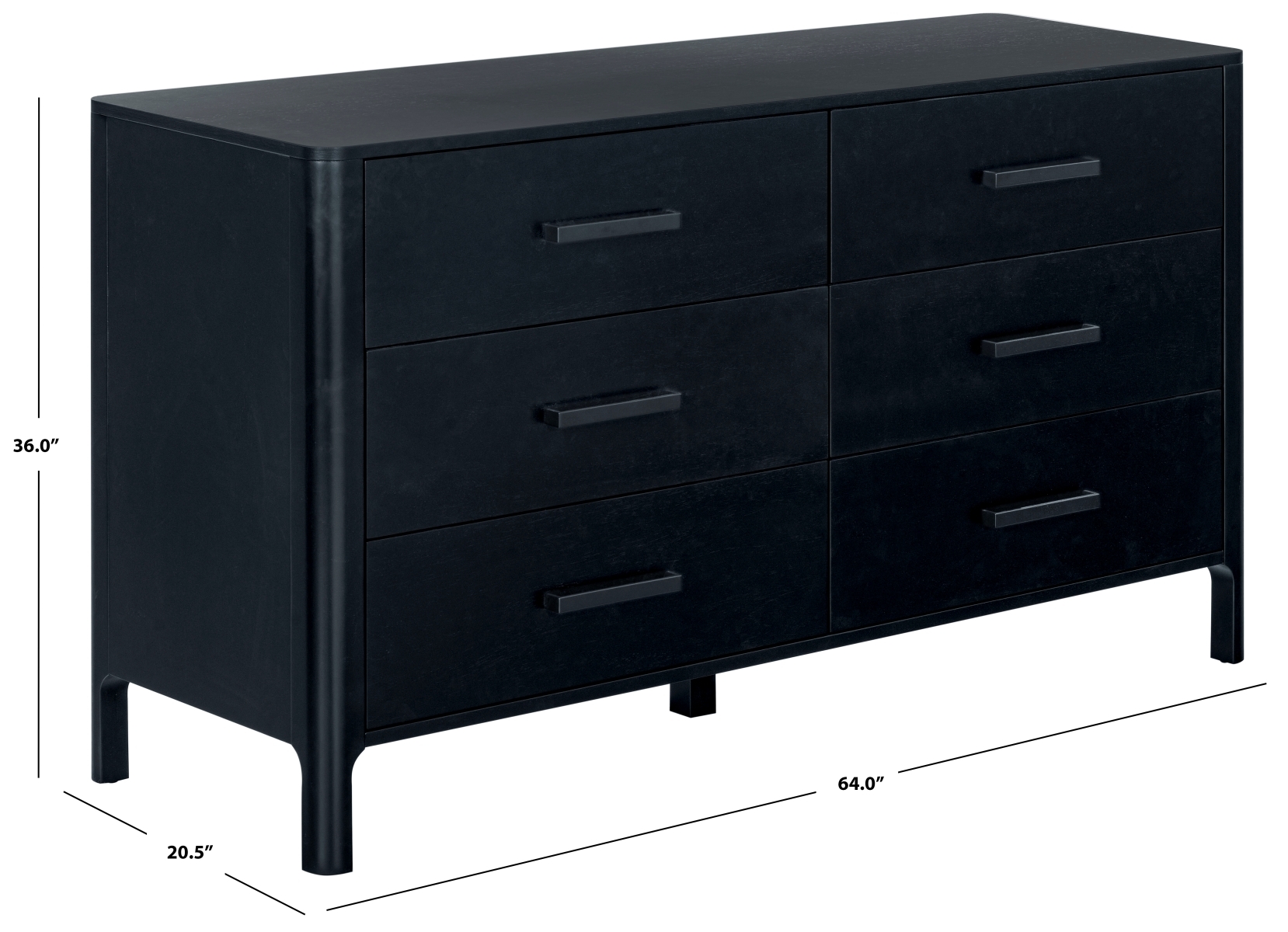 Abbiava 6 Drawer Wood Dresser - Black - Image 6