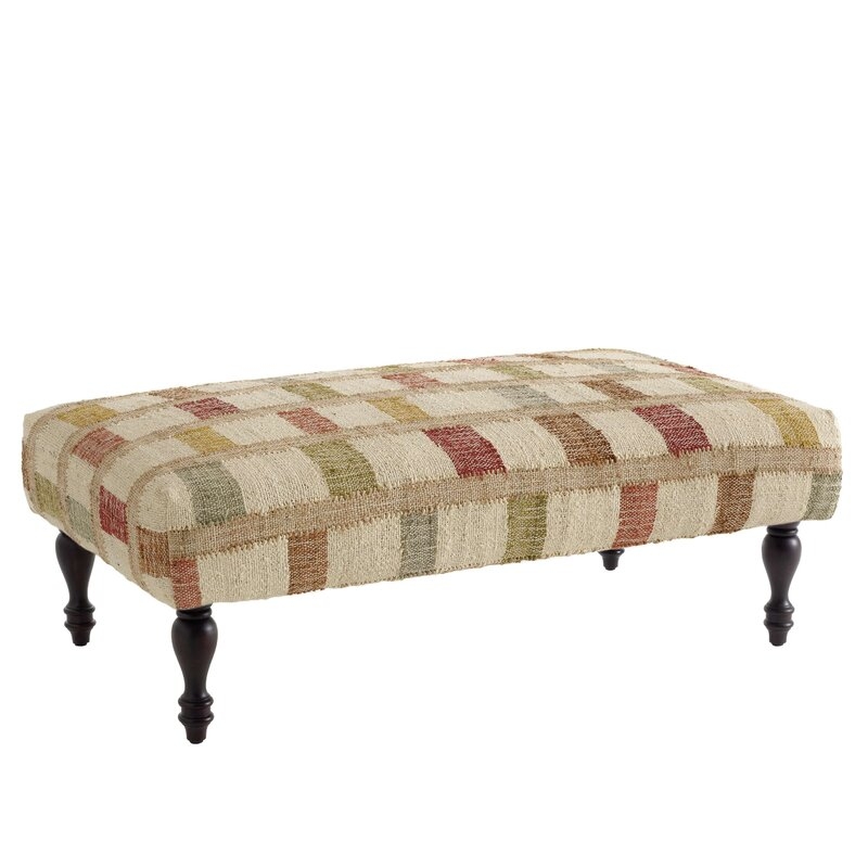 Annie Selke Home Mosaic 47"" Wide Rectangle Checkered Cocktail Ottoman - Image 0