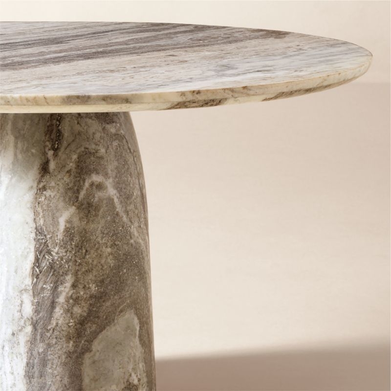 Babylon 54" Round Torrento Grey Marble Dining Table - Image 3