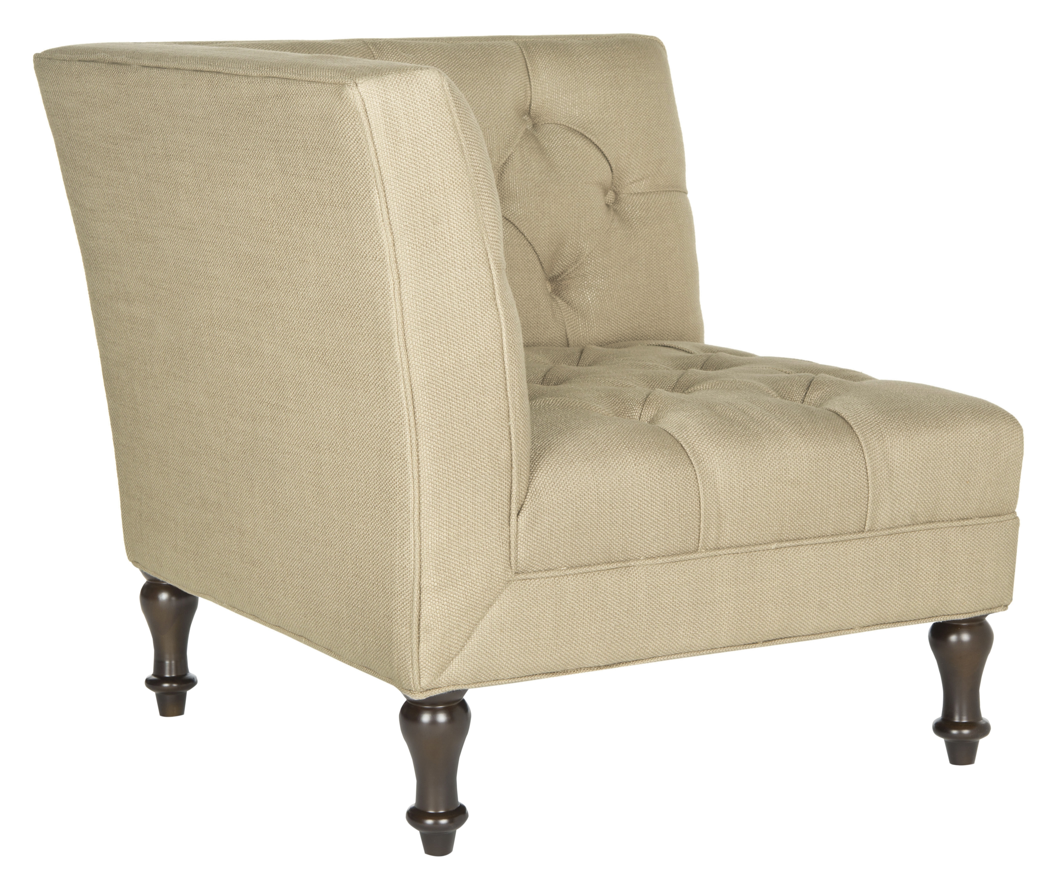 Jack Tufted Corner Chair - Antique Gold/Espresso - Safavieh - Image 1