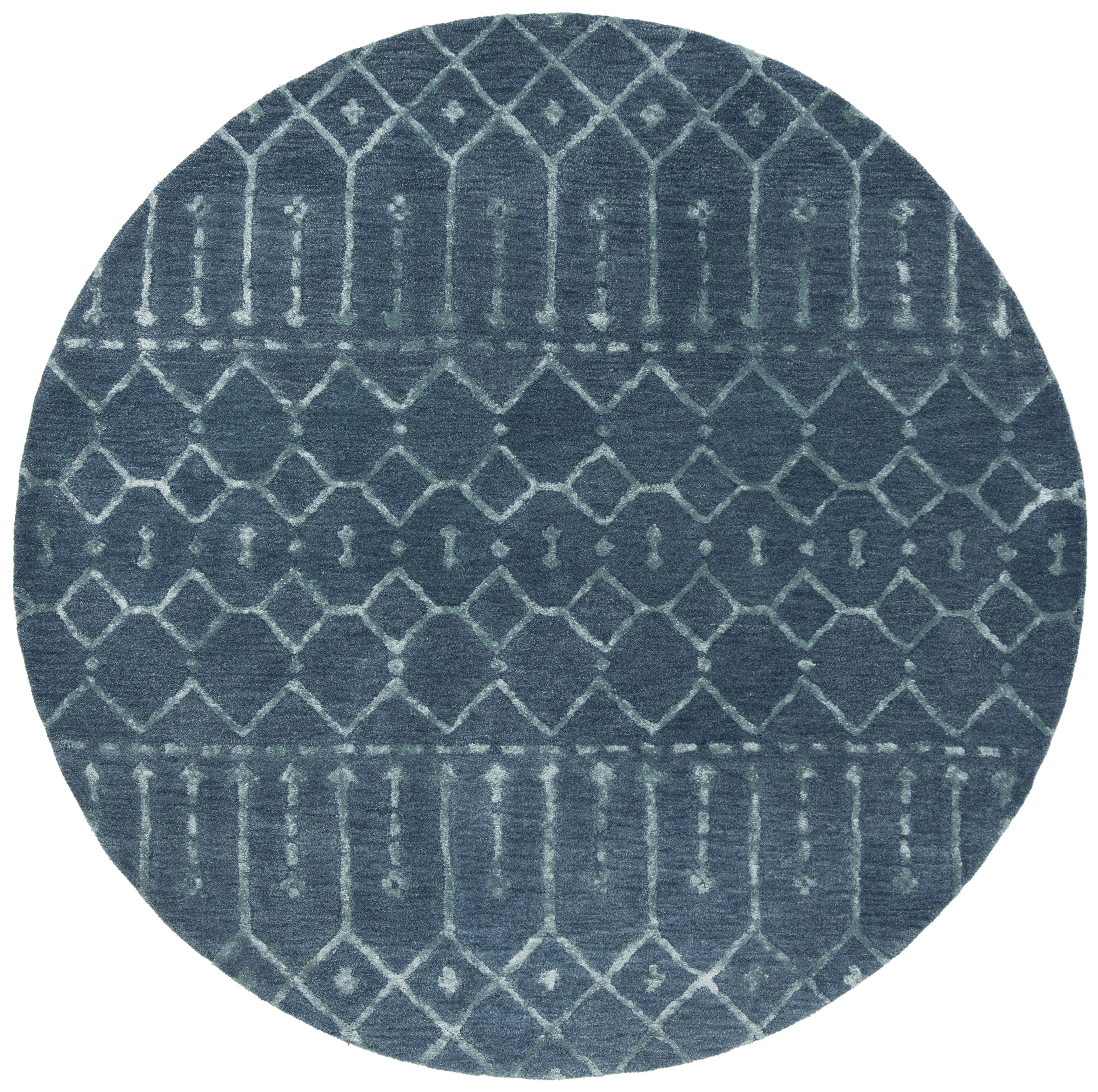Arlo Home Hand Tufted Area Rug, HIM903N, Navy/Silver,  6' X 6' Round - Image 0