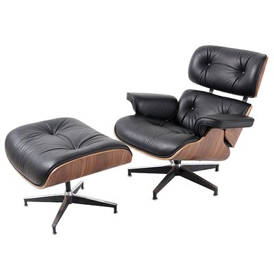 Black Bublava Swivel Lounge Chair and Ottoman - Image 0