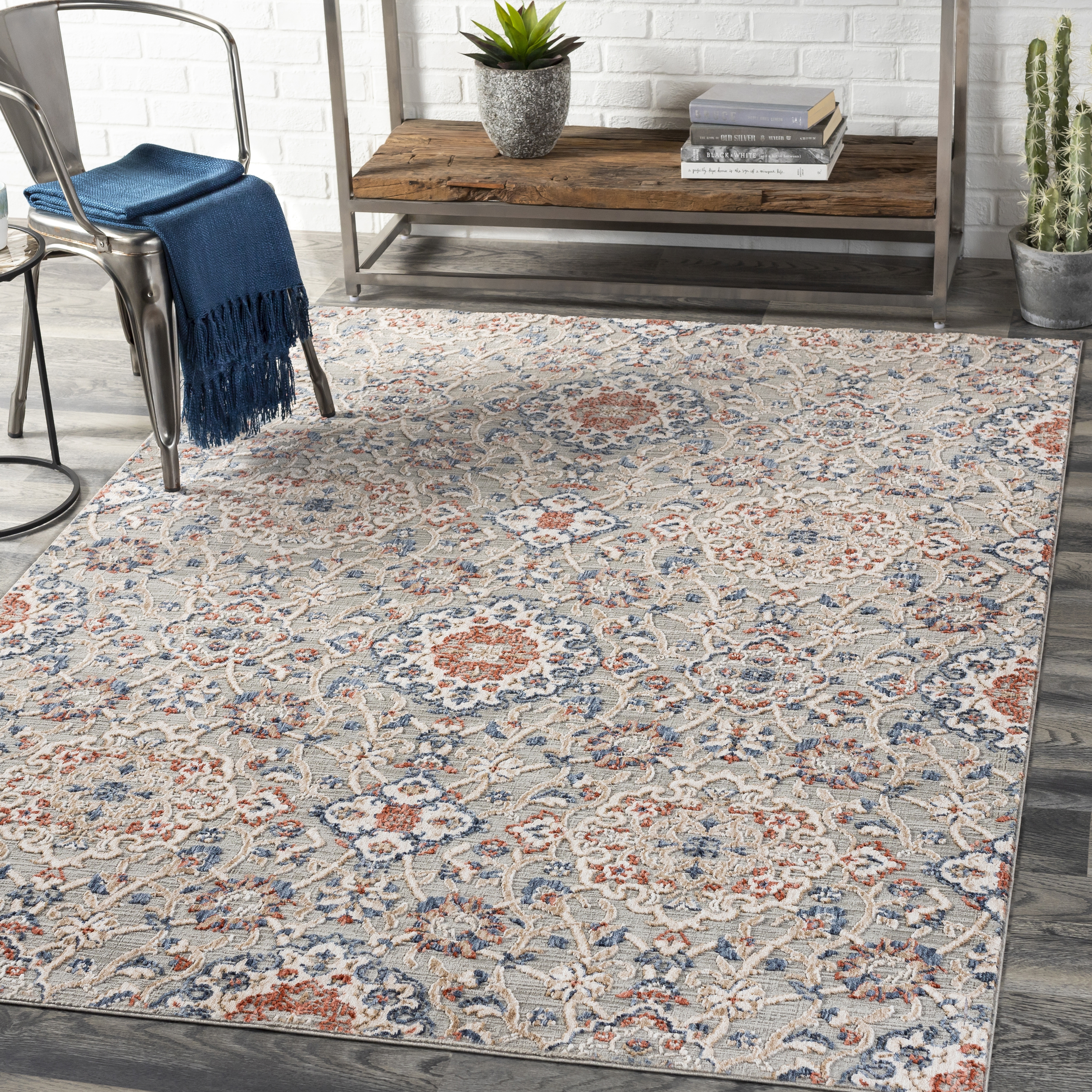 Infinity Beige Indoor 8'10" x 12' Machine Woven Rug - Image 1