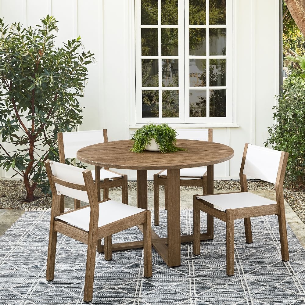 Portside Outdoor 48 in Drop Leaf Dining Table, Driftwood - Image 5