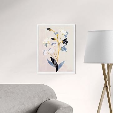 Oliver Gal 'White Flowers with Ochre' Floral & Botanical Framed Wall Art, 24"x36" - Image 3