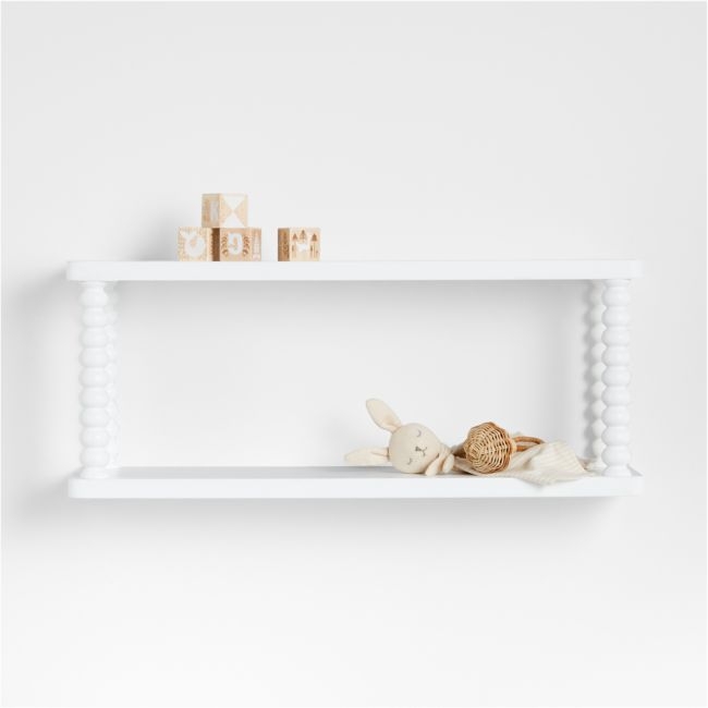 Jenny Lind Kids White Wood Spindle Wall Shelf - Image 0