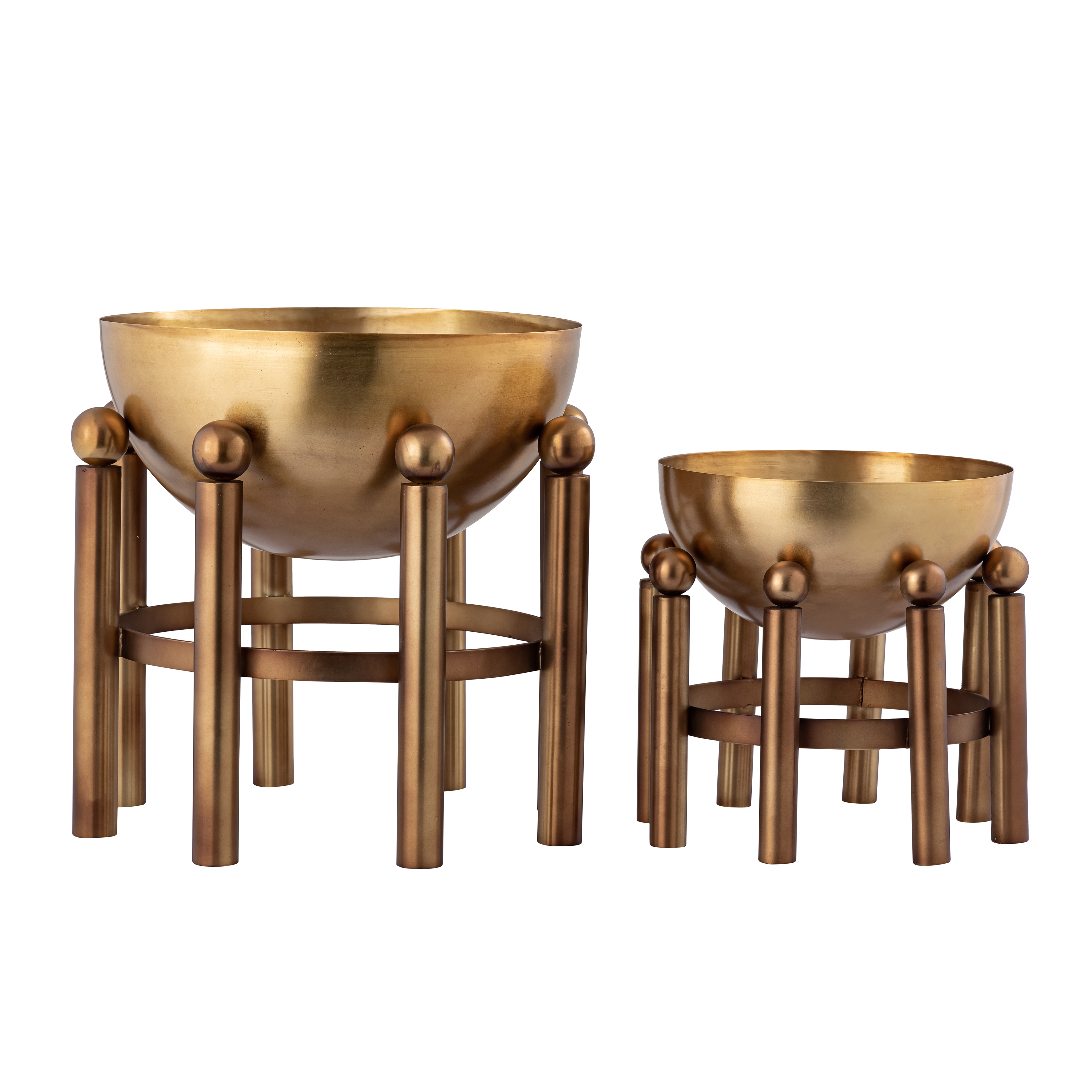 Piston Footed Planter - Small Aged Brass - Image 1