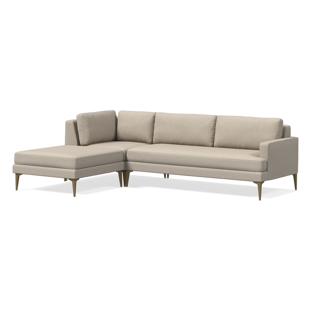 Andes 101" Left Multi Seat 3-Piece Ottoman Sectional, Petite Depth, Deco Weave, clay, Brass - Image 0