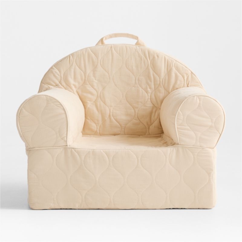Large Oatmeal Organic Cotton Quilted Corduroy Kids Lounge Nod Chair - Image 3