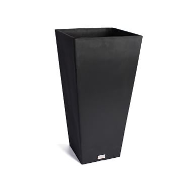 All Weather Eco Hevea Tapered Cube Tall Planter, Black - 14"W x 28"H - Image 0