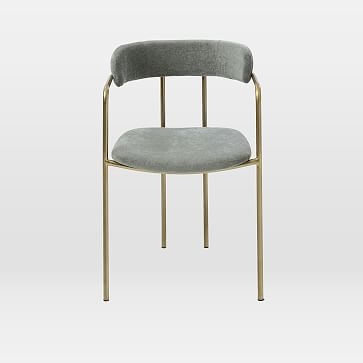 Lenox Dining Chair, Distressed Velvet, Forest, Blackened Brass - Image 2
