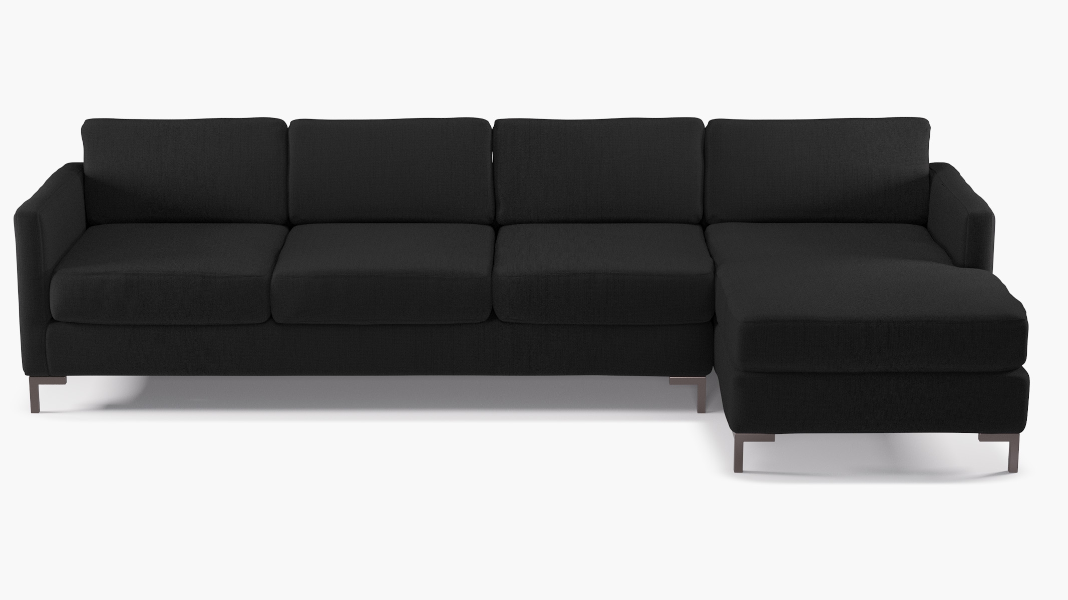 Modern Sectional, Right Facing, Raven Everyday Linen, Bronze L Leg - Image 0