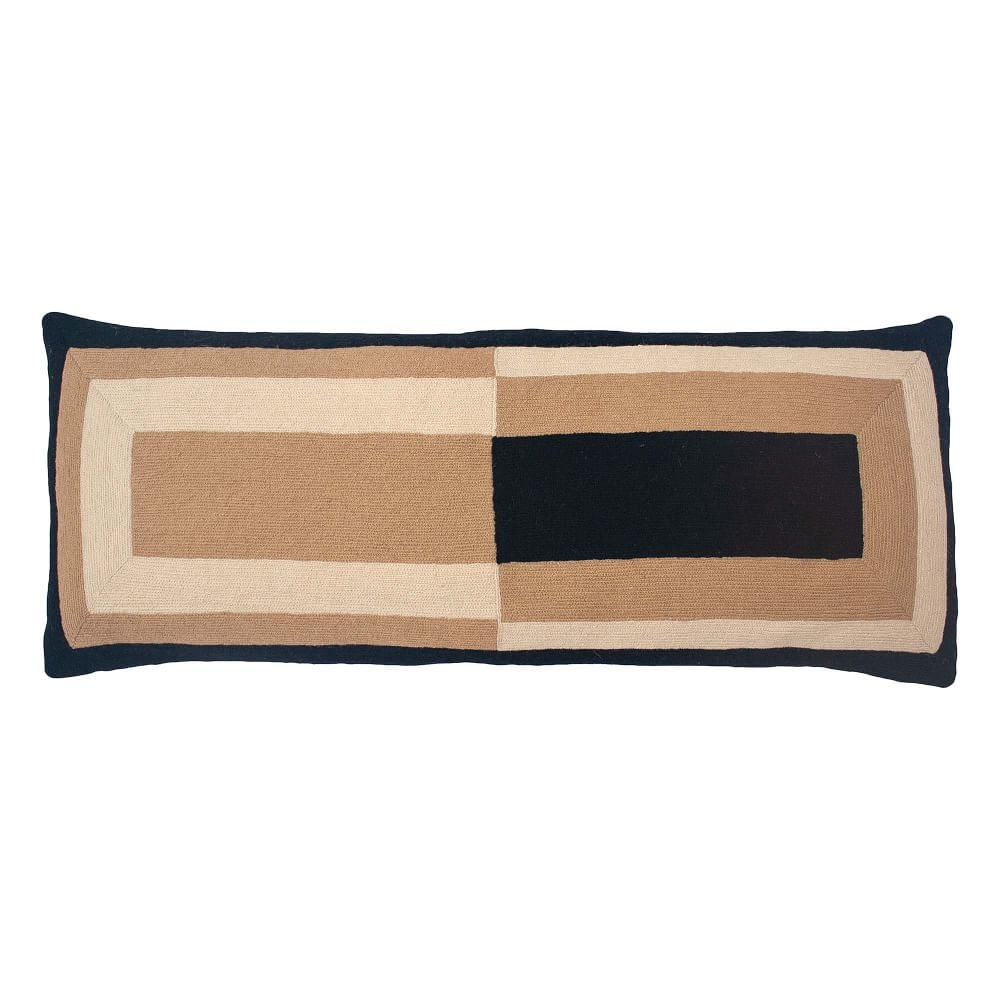 Marianne Rectangle Pillow Hand, Embroidered Black Pillow - Image 0