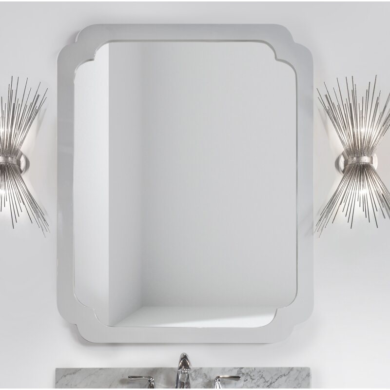 Worlds Away Pinched Corner Accent Mirror Finish: White Lacquer - Image 0