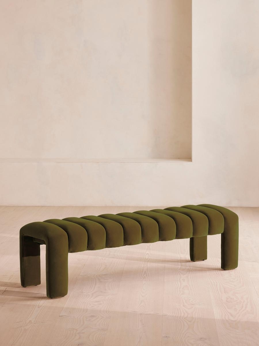 Willis Bench, Velvet, Olive, US - Image 0