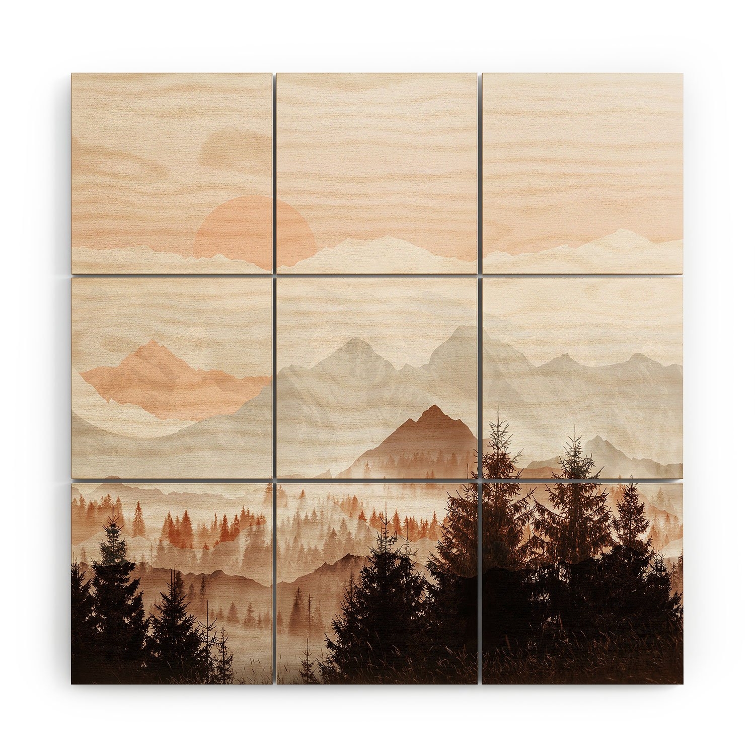 Iveta Abolina Cinnamon Peak Wood Wall Mural - 3' X 3' (Nine 12" Wood Squares) - Image 0