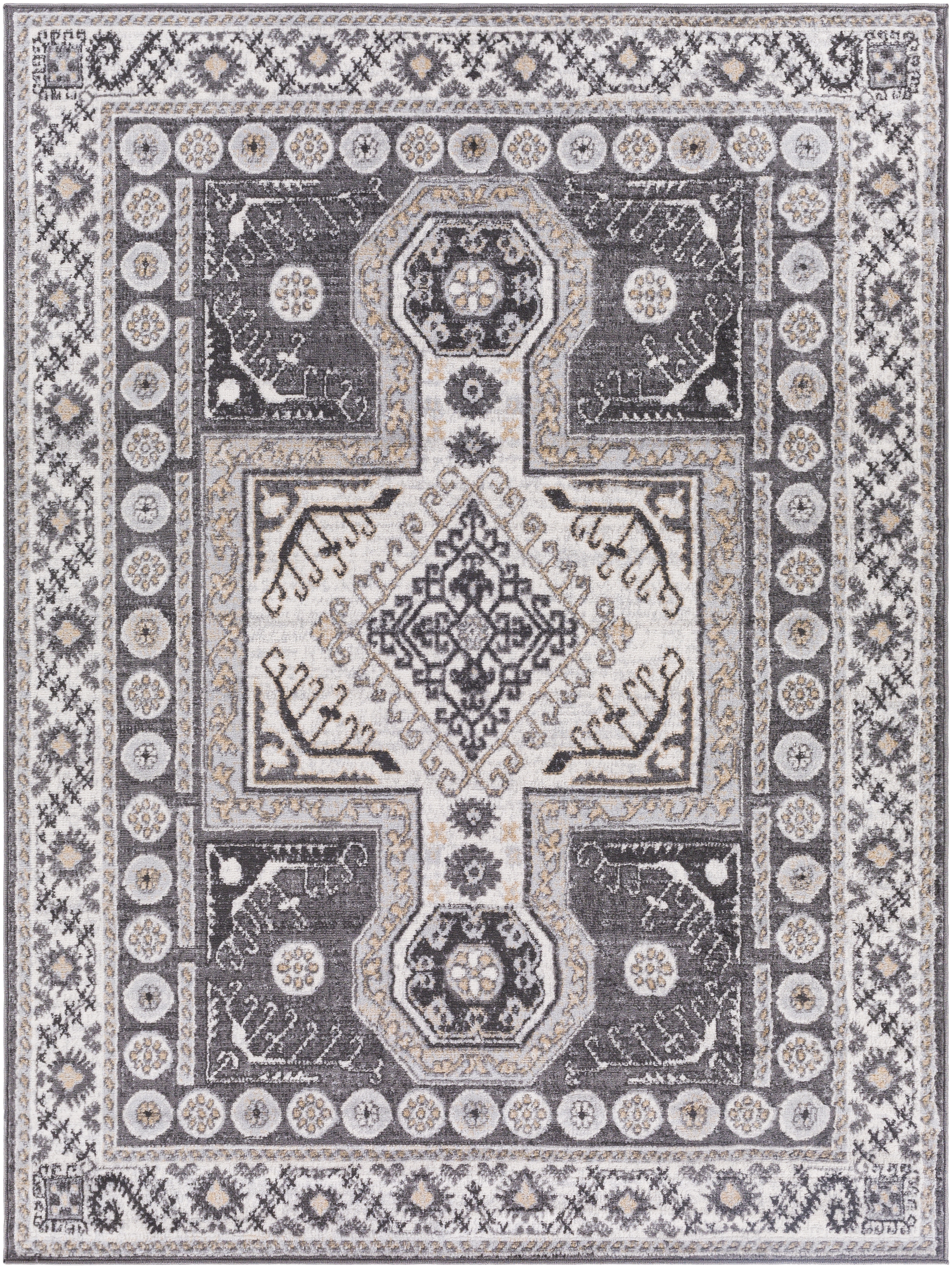 Cesar Gray Indoor 6'7" x 9' Machine Woven Rug - Image 0