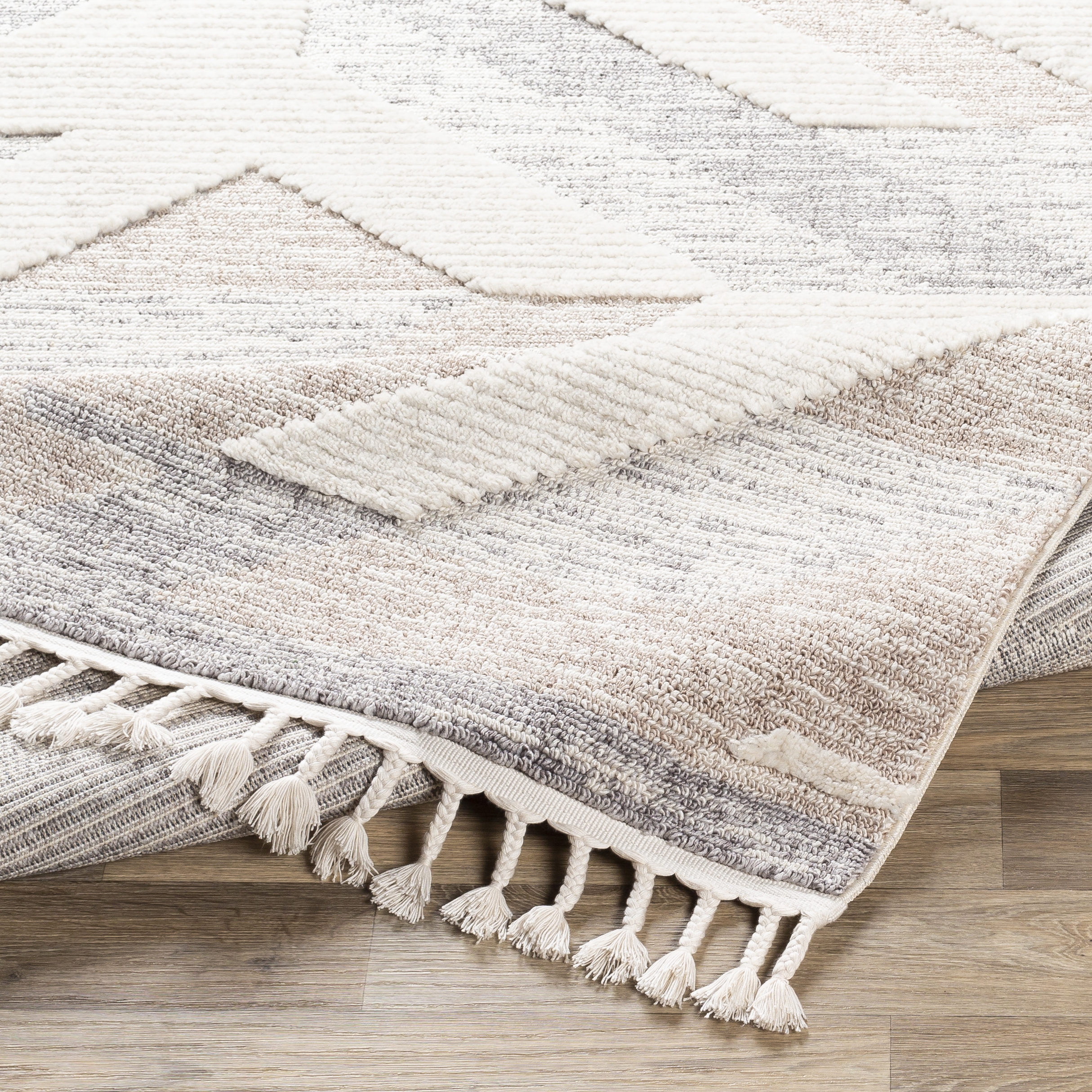 Azilal Beige Indoor 2' x 2'11" Machine Woven Rug - Image 4