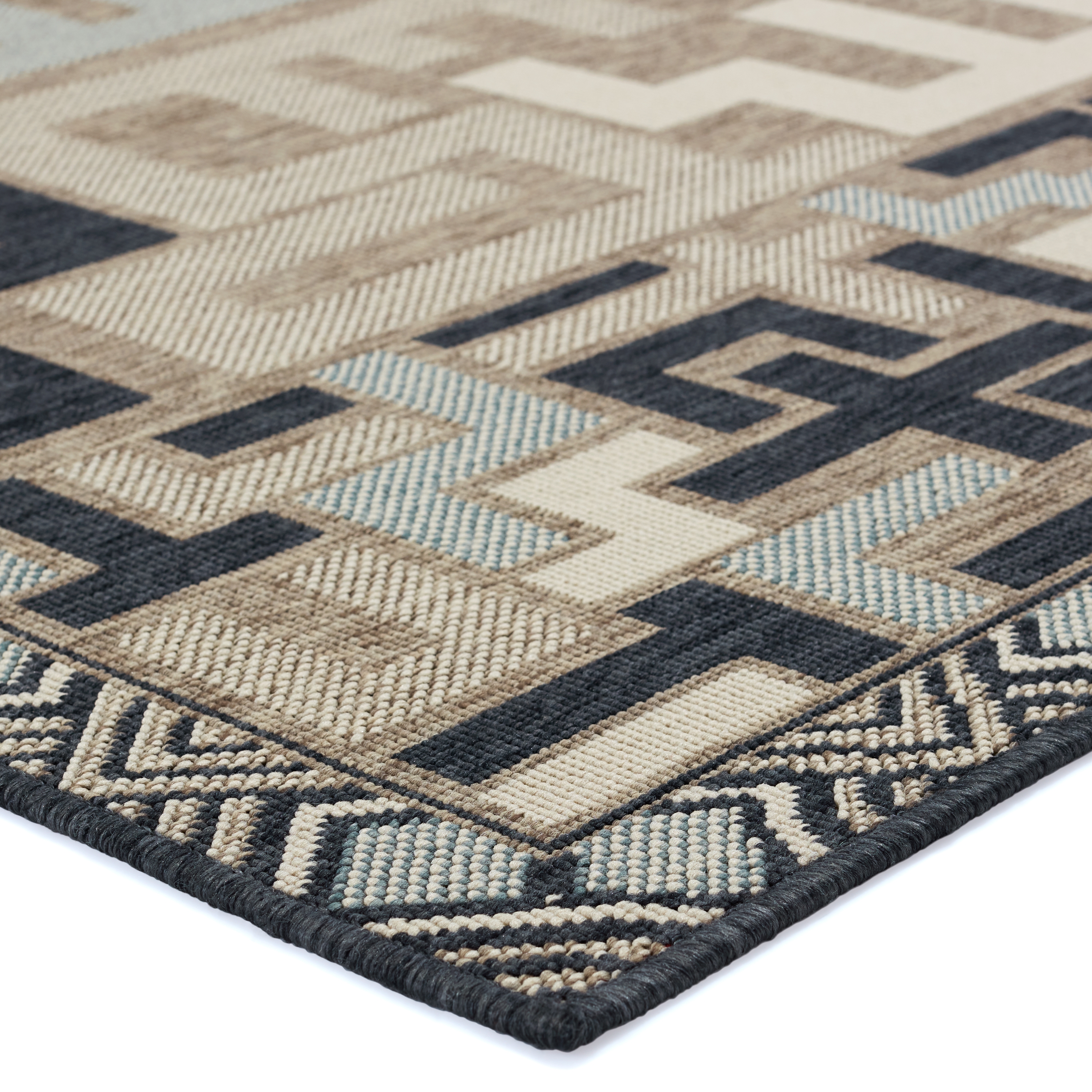 Vibe by Arpino Indoor/ Outdoor Geometric Beige/ Dark Gray Area Rug (4'X6') - Image 1