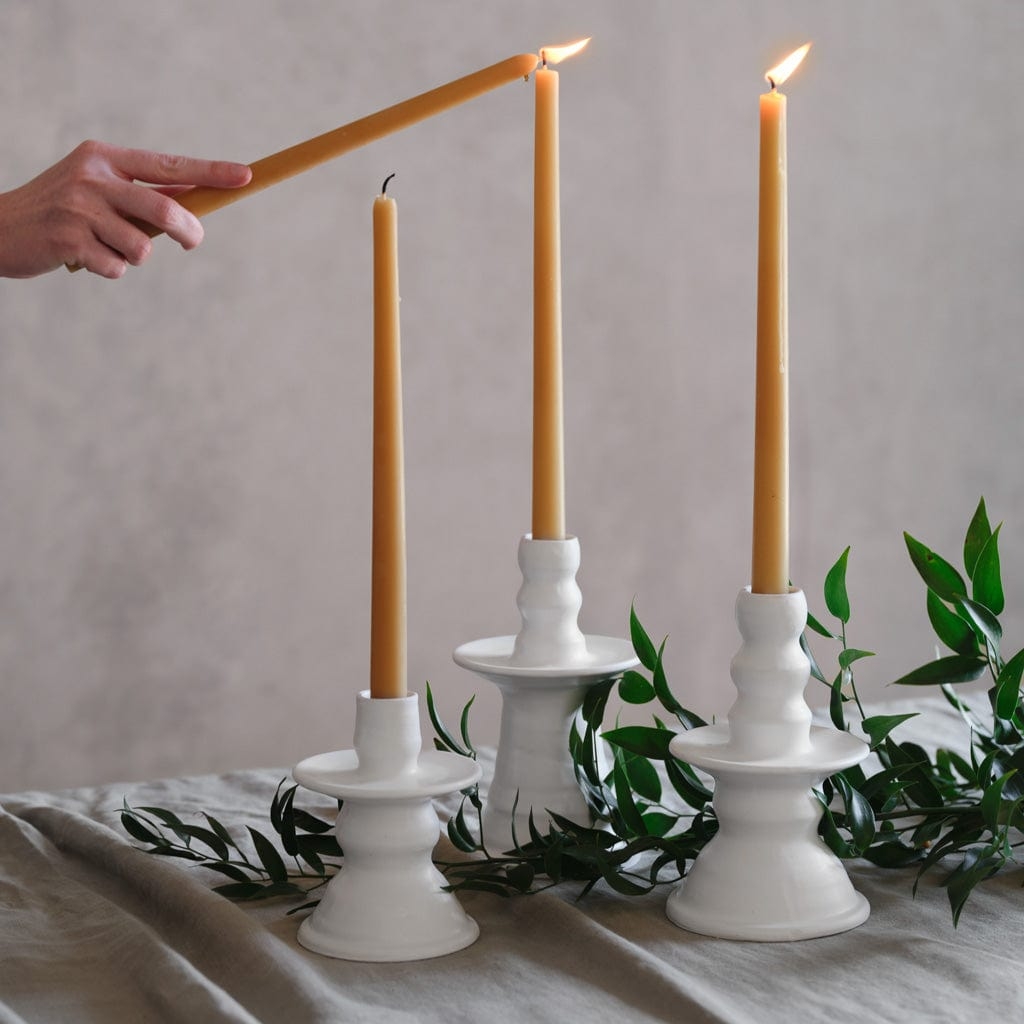 The Citizenry Zoli Ceramic Candle Holders Set of 3 | White - Image 1