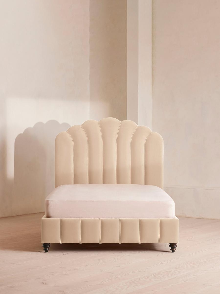 Manette Bed, California King, Velvet, Porcelain, US - Image 0