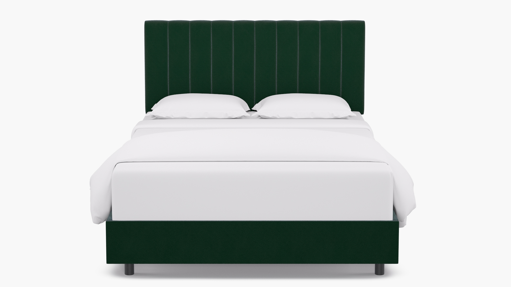 Channel Tufted Bed, Emerald Classic Velvet, Queen - Image 1