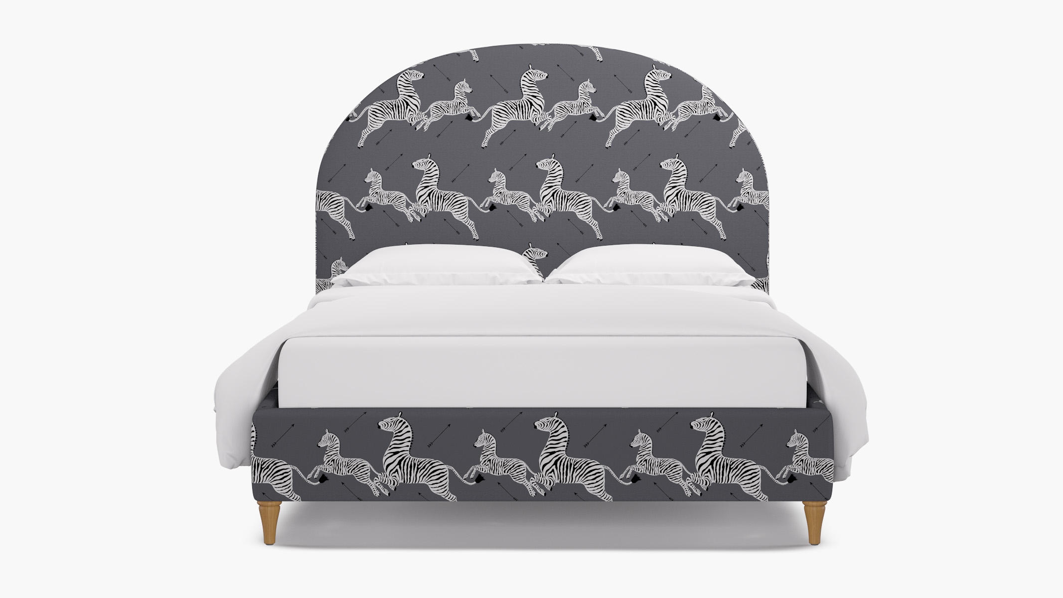 Demilune Bed, Slate Zebra, Natural Decorative Tapered Leg, Twin - Image 0