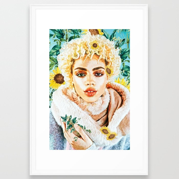 Miss Sunflower Framed Art Print by 83 Oranges Free Spirits - Scoop White - Large 24" x 36"-26x38 - Image 0