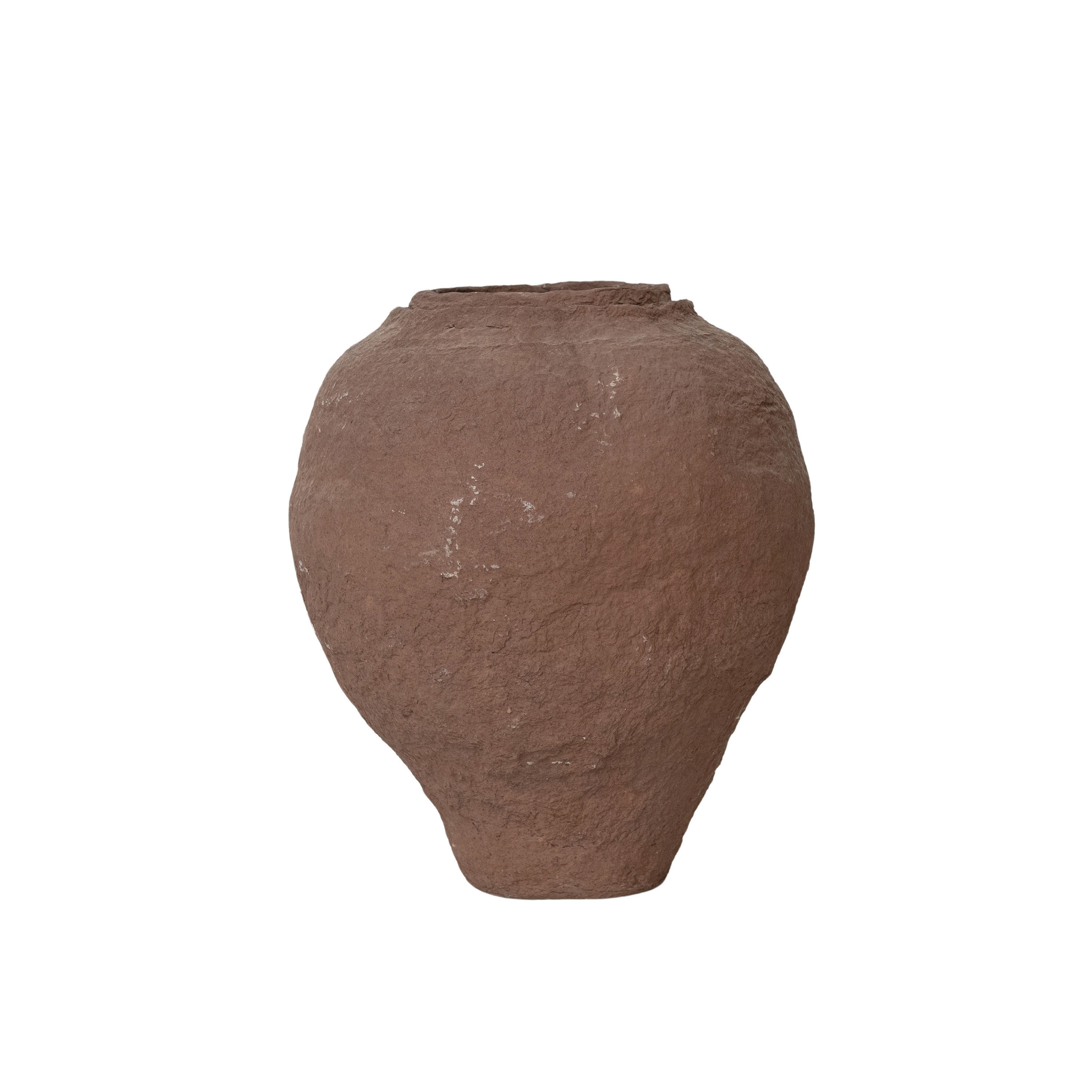 Distressed Handmade Paper Mache Vase, Brown - Image 0
