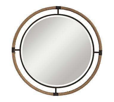 Starrett Round Mirror, Natural/Black, 36" - Image 0