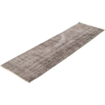 One-of-a-Kind Berthol Hand-Knotted 1980s 2'4" x 8'5" Runner Wool Area Rug in Dark Gray - Image 0