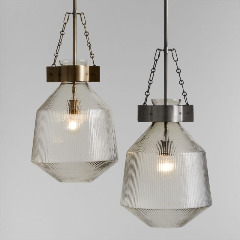 Aiden Ribbed Glass Brass Pendant Light - Image 1