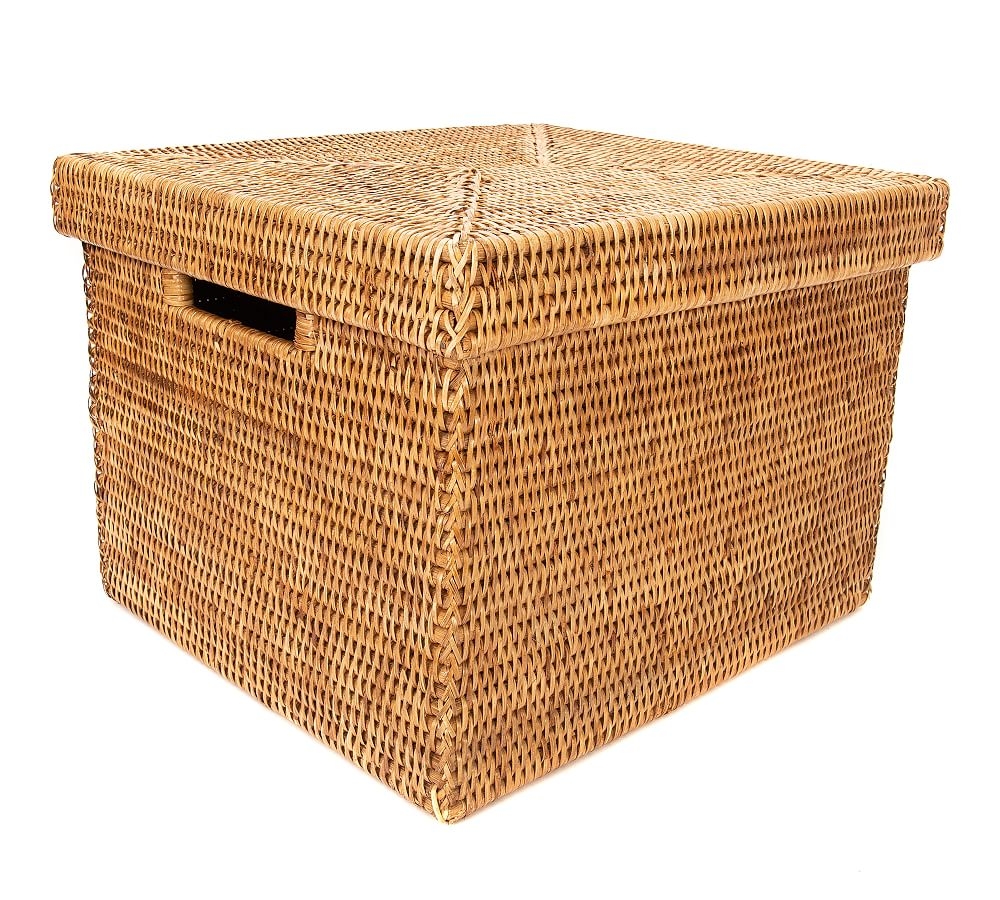 Summerville Handwoven Rattan Letter File Box With Lid, Natural - Image 0