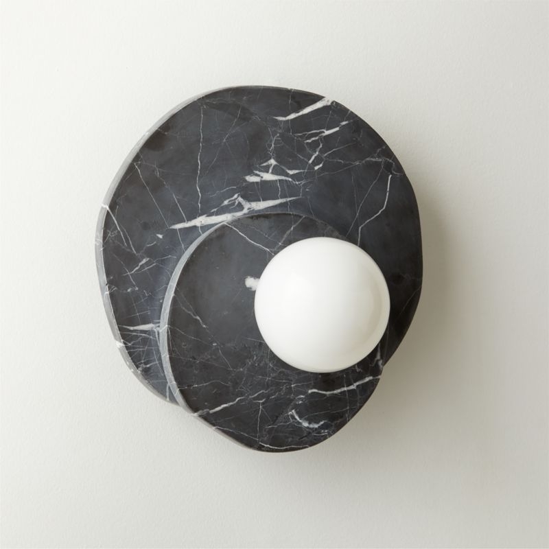Astr Black Marble Wall Sconce Set of 2 - Image 3