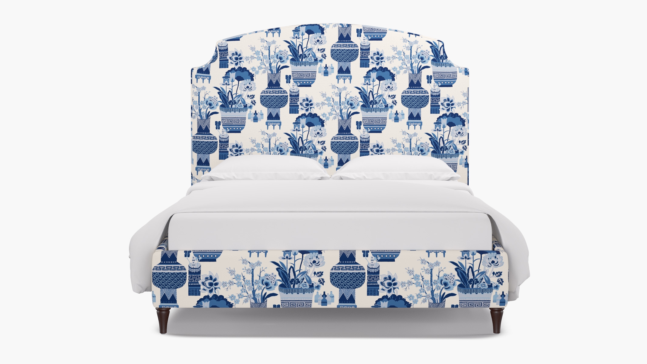 Cove Bed, Delft Kan-Shie, Espresso Decorative Tapered Leg, Queen - Image 0