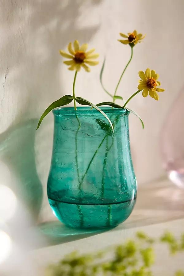 Recycled Glass Vase, Turquoise - Image 0