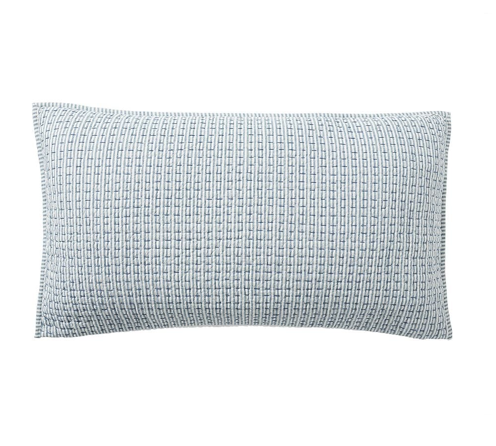 Chambray Pickstitch Wheaton Reversible Cotton/Linen Quilted Sham, King - Image 0