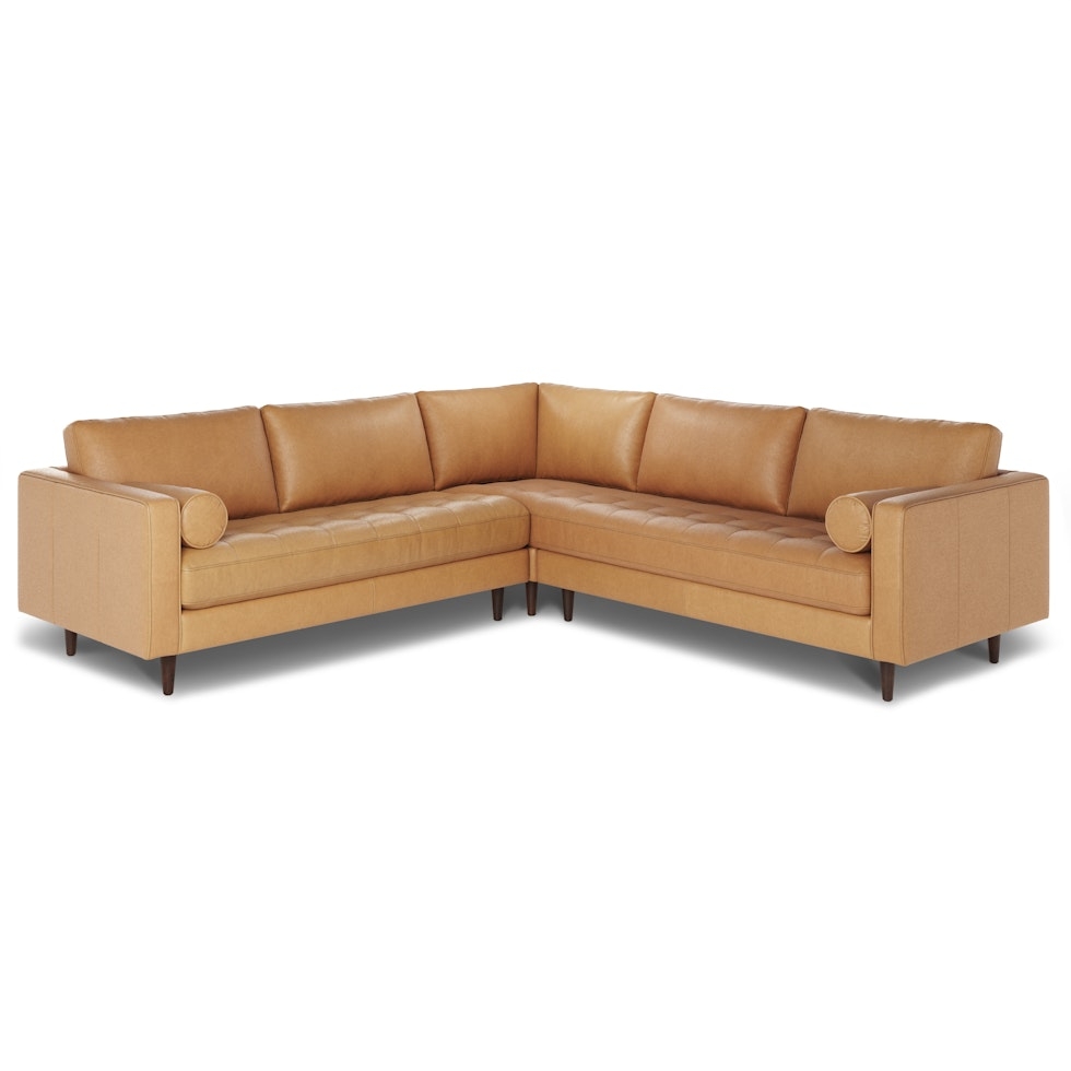 Sven 107" Tufted Leather Corner Sectional - Charme Tan - Image 0