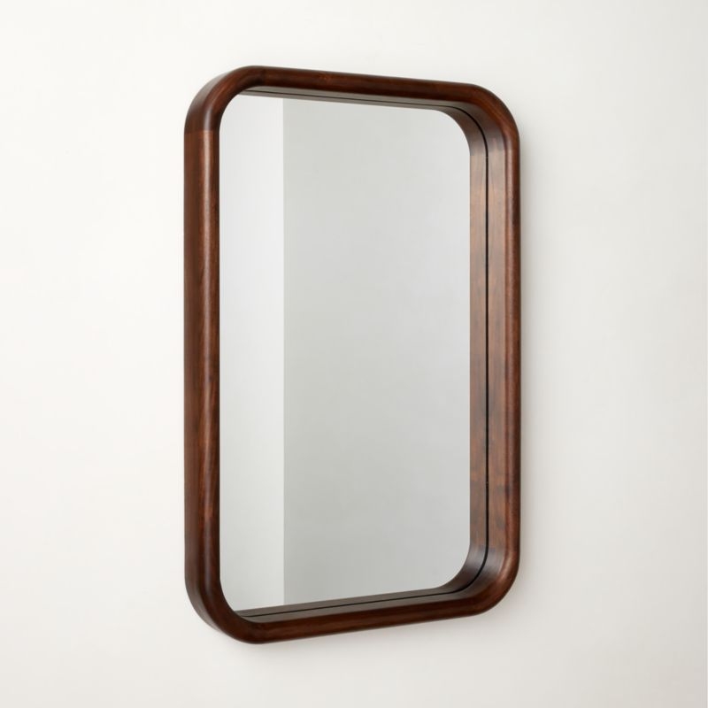 Saone Acacia Wood Rectangular Wall Mirror 24"X36" - Image 1